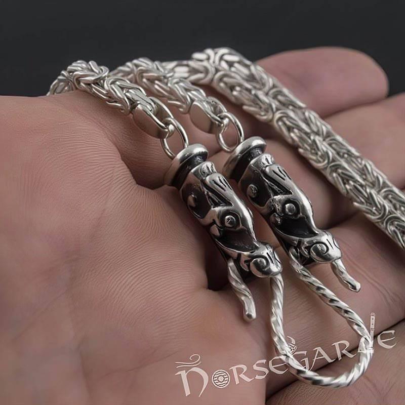 Handcrafted Byzantine Chain with Wolves - Sterling Silver - Norsegarde