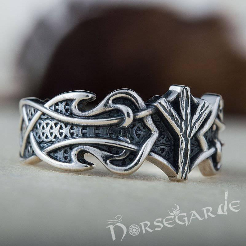 Handcrafted Celt Ornament Algiz Band - Sterling Silver - Norsegarde