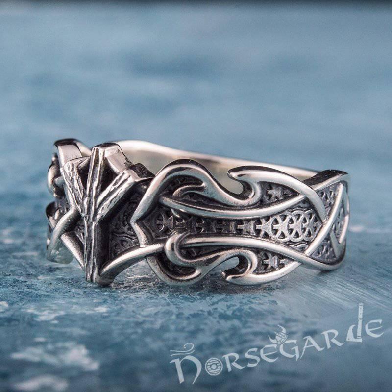 Handcrafted Celt Ornament Algiz Band - Sterling Silver - Norsegarde