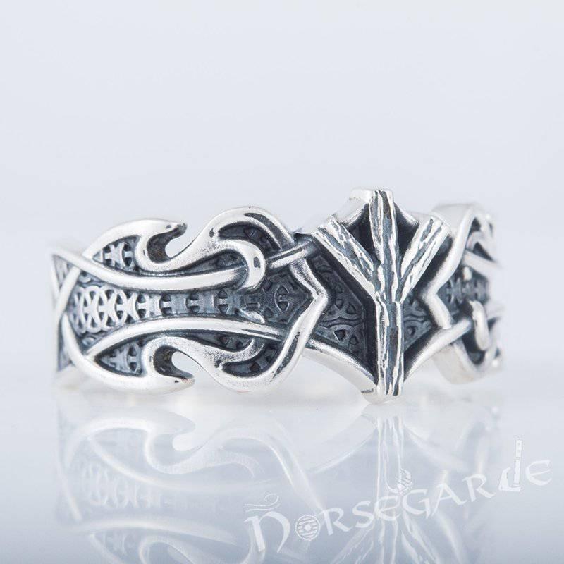 Handcrafted Celt Ornament Algiz Band - Sterling Silver - Norsegarde