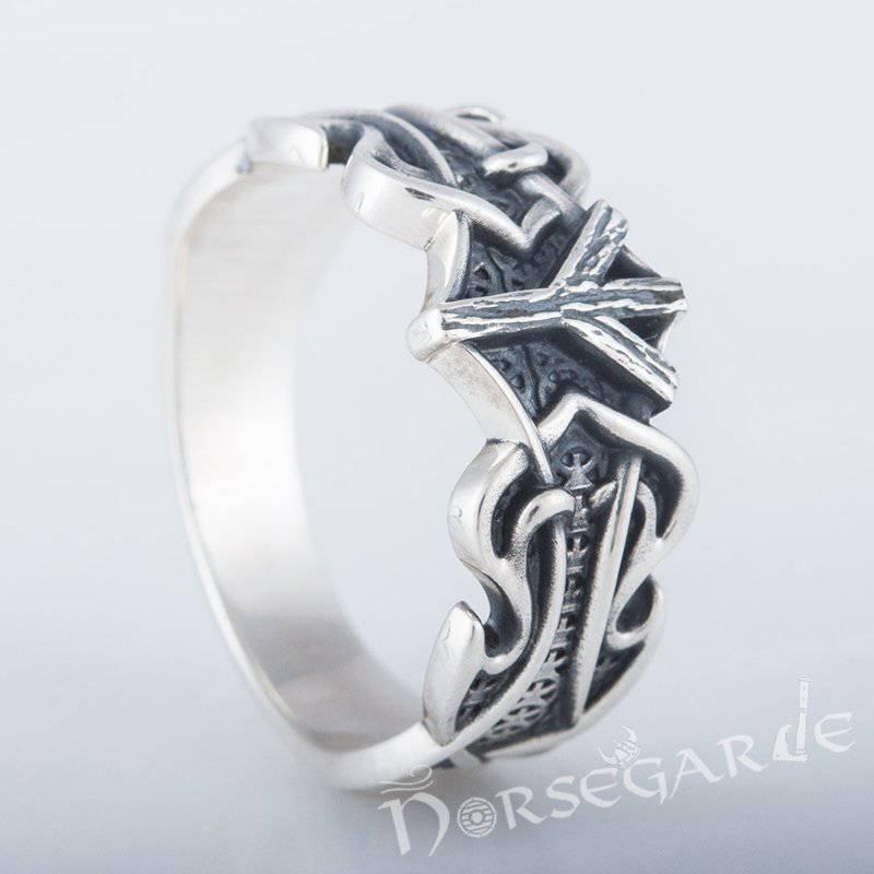 Handcrafted Celt Ornament Algiz Band - Sterling Silver - Norsegarde