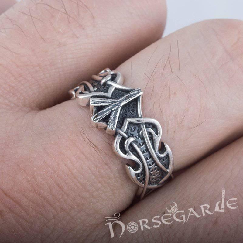 Handcrafted Celt Ornament Algiz Band - Sterling Silver - Norsegarde