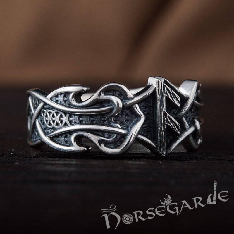 Handcrafted Celt Ornament Ansuz Band - Sterling Silver - Norsegarde