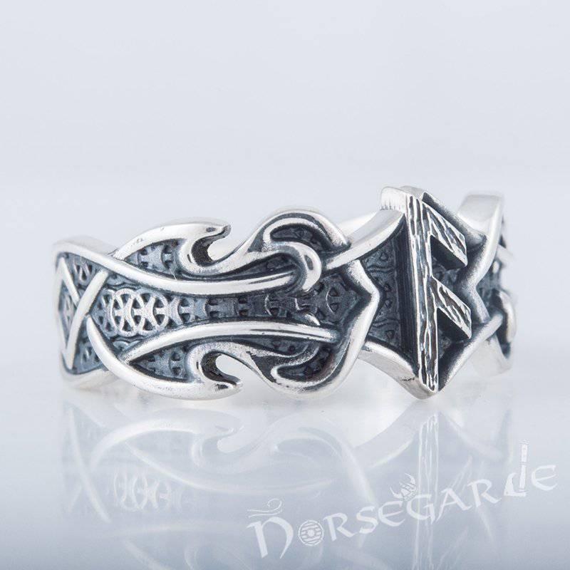 Handcrafted Celt Ornament Ansuz Band - Sterling Silver - Norsegarde