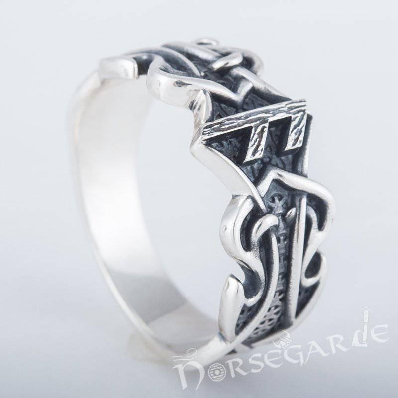 Handcrafted Celt Ornament Ansuz Band - Sterling Silver - Norsegarde