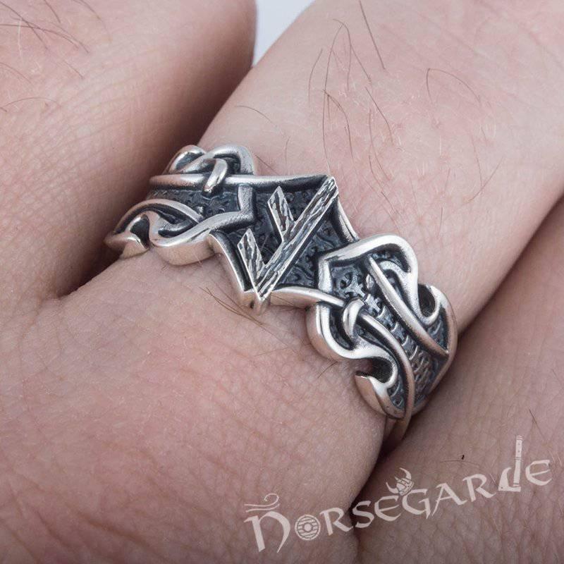 Handcrafted Celt Ornament Ansuz Band - Sterling Silver - Norsegarde