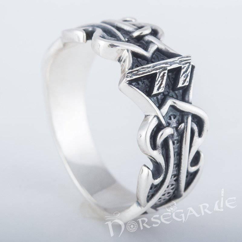 Handcrafted Celt Ornament Ansuz Band - Sterling Silver - Norsegarde