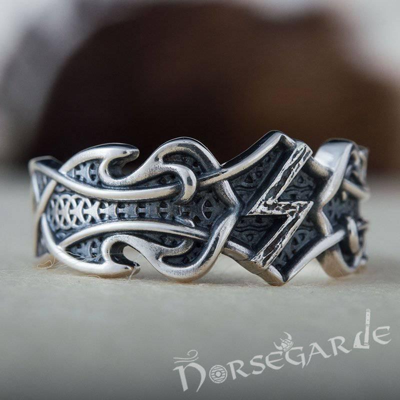 Handcrafted Celt Ornament Sowilo Band - Sterling Silver - Norsegarde