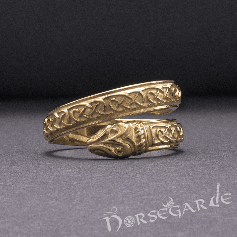 Handcrafted Celtic Jormungandr Band - Gold - Norsegarde