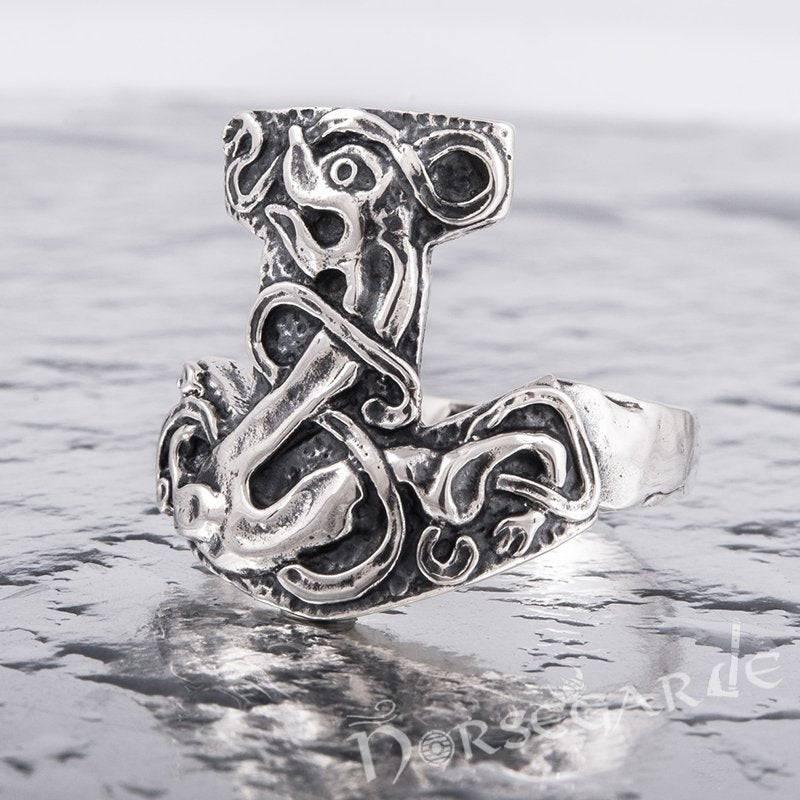 Handcrafted Celtic Mjölnir Ring - Sterling Silver - Norsegarde