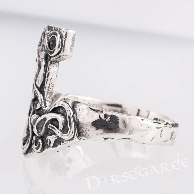 Handcrafted Celtic Mjölnir Ring - Sterling Silver - Norsegarde