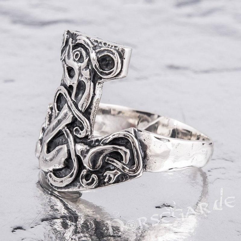 Handcrafted Celtic Mjölnir Ring - Sterling Silver - Norsegarde