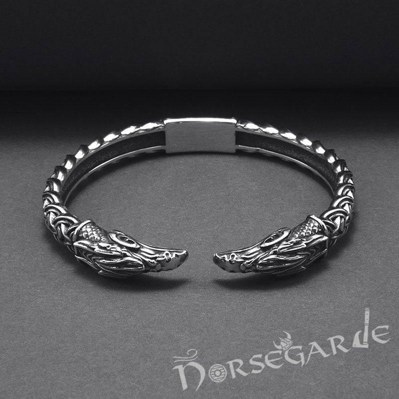 Handcrafted Celtic Raven Torc Bracelet - Sterling Silver - Norsegarde