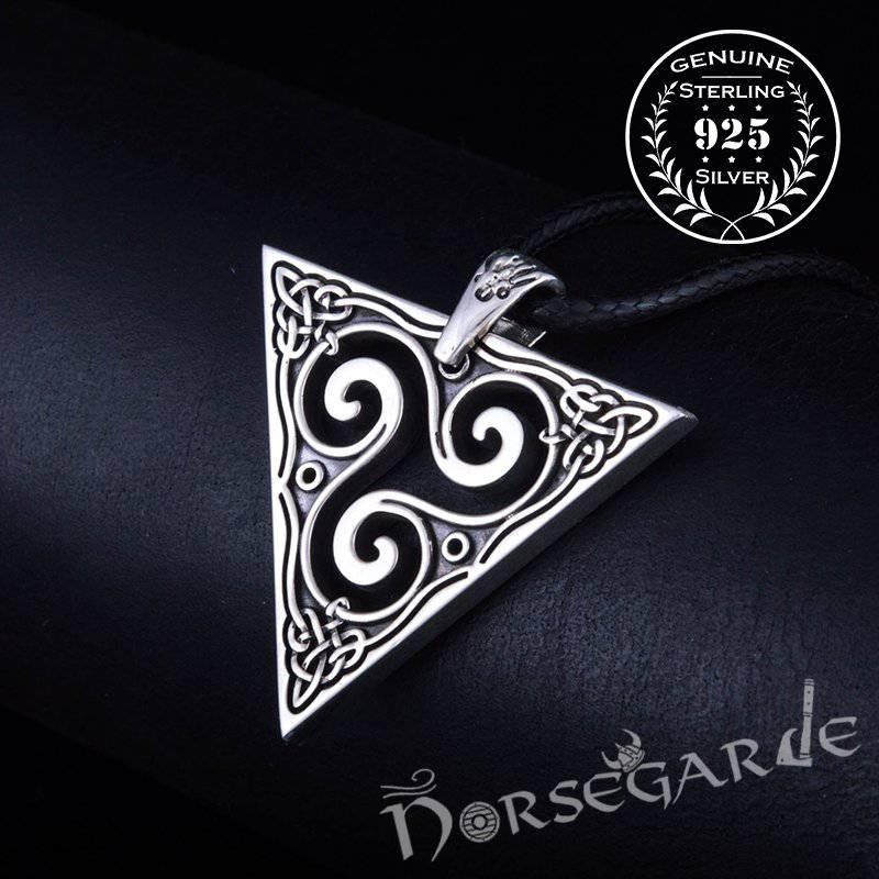 Handcrafted Celtic Triangle Triskelion Pendant - Sterling Silver - Norsegarde