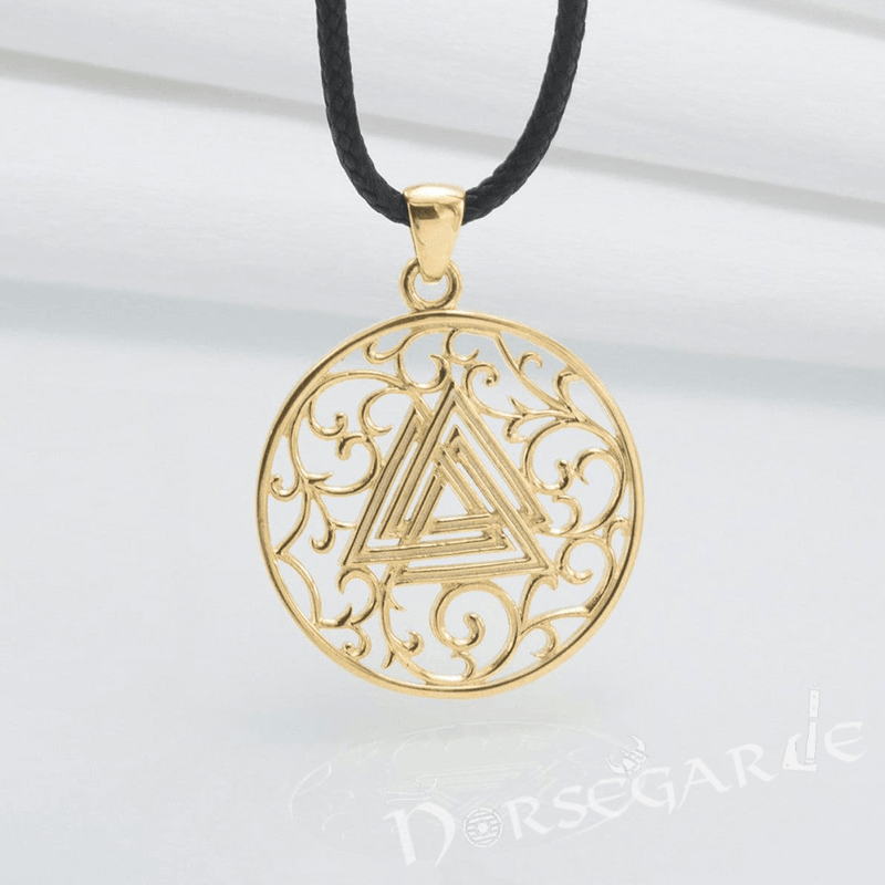Handcrafted Celtic Valknut Amulet - Gold - Norsegarde
