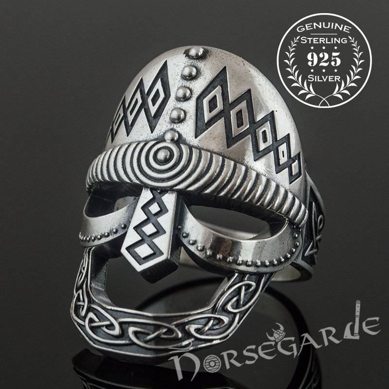Handcrafted Celtic Warrior Helm Ring - Sterling Silver - Norsegarde