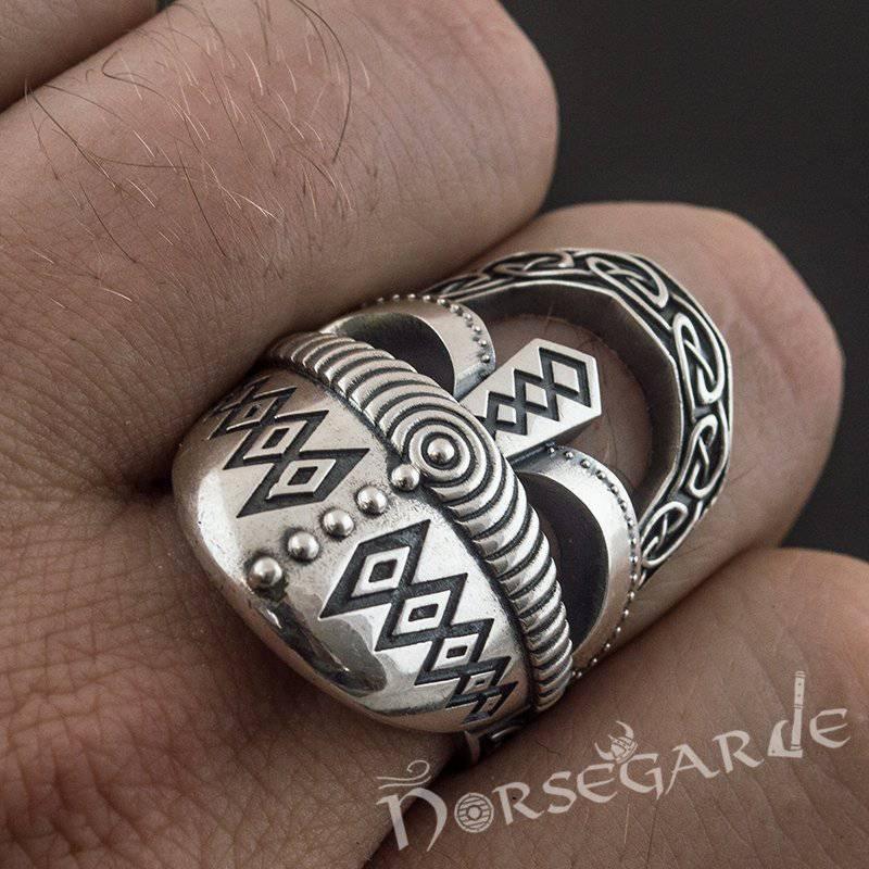 Handcrafted Celtic Warrior Helm Ring - Sterling Silver - Norsegarde