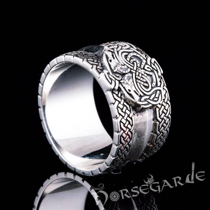 Handcrafted Celtic Wolves Band - Sterling Silver - Norsegarde