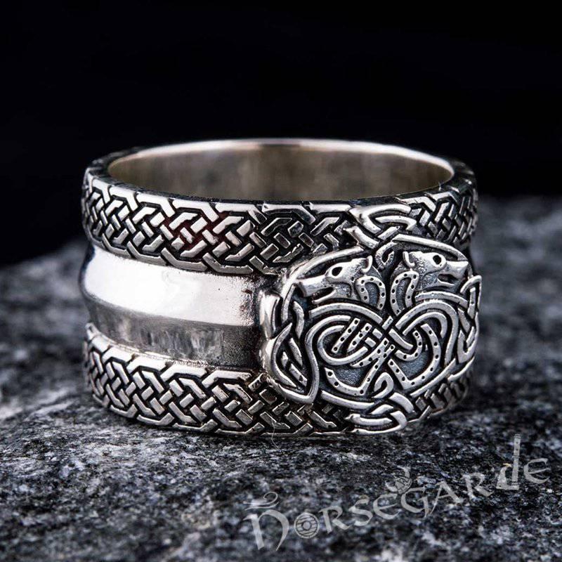 Handcrafted Celtic Wolves Band - Sterling Silver - Norsegarde