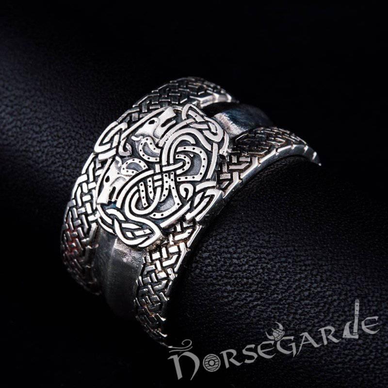 Handcrafted Celtic Wolves Band - Sterling Silver - Norsegarde