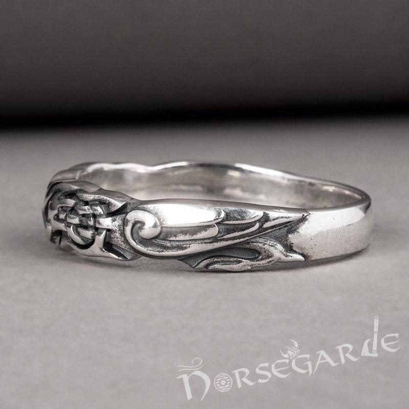 Handcrafted Clashed Ravens Band - Sterling Silver - Norsegarde
