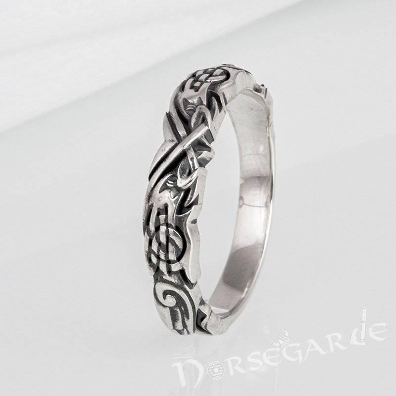 Handcrafted Clashed Ravens Band - Sterling Silver - Norsegarde