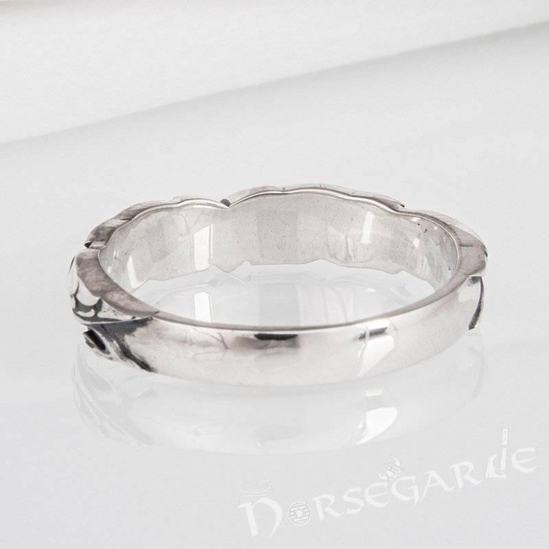 Handcrafted Clashed Ravens Band - Sterling Silver - Norsegarde