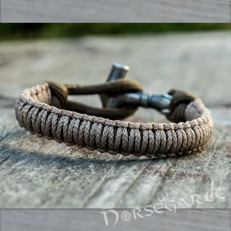Handcrafted Coyote Paracord Bracelet with Mjölnir - Sterling Silver - Norsegarde