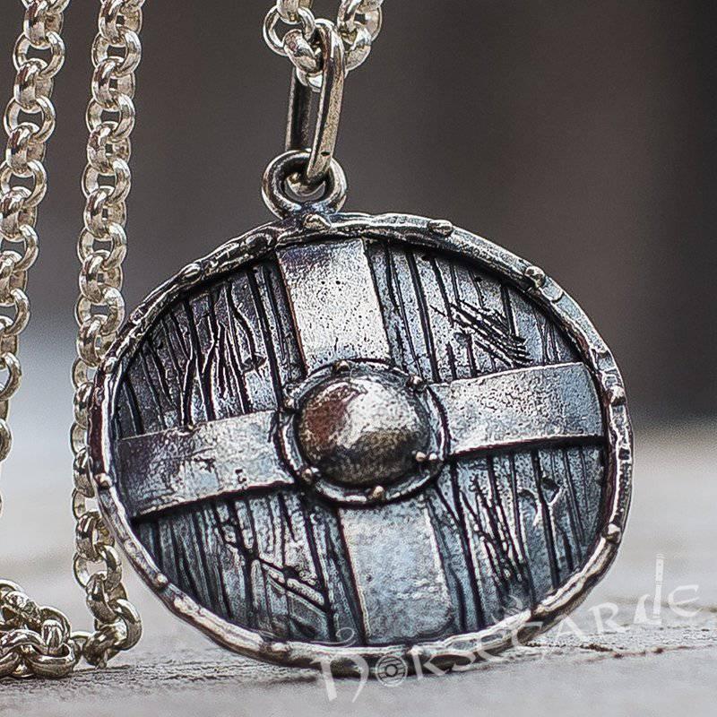 Handcrafted Cross Reinforced Shield Pendant - Sterling Silver - Norsegarde