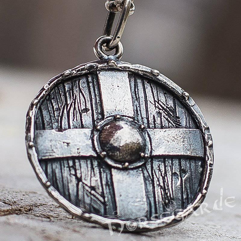 Handcrafted Cross Reinforced Shield Pendant - Sterling Silver - Norsegarde
