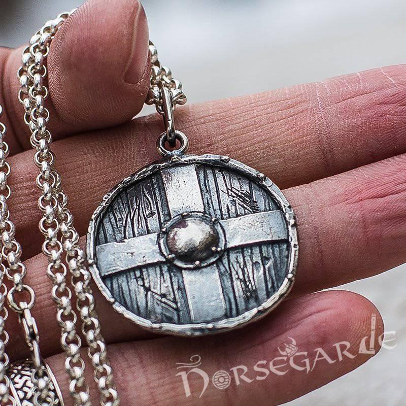 Handcrafted Cross Reinforced Shield Pendant - Sterling Silver - Norsegarde