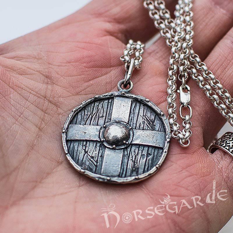 Handcrafted Cross Reinforced Shield Pendant - Sterling Silver - Norsegarde
