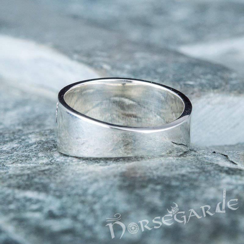 Handcrafted Drakkar Engraving Ring - Sterling Silver - Norsegarde