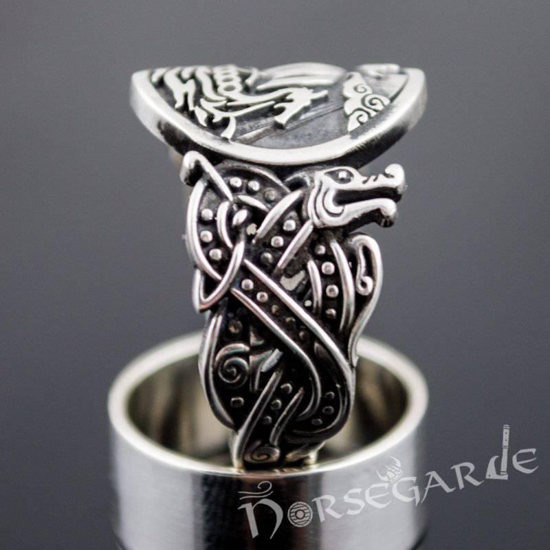 Handcrafted Drakkar Jellinge Style Ring - Sterling Silver - Norsegarde