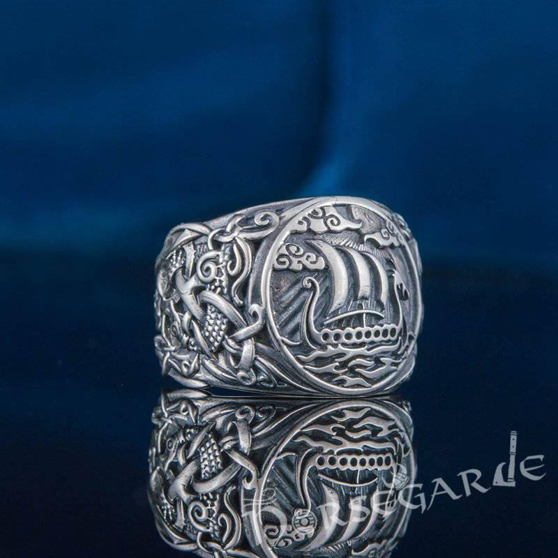 Handcrafted Drakkar Mammen Style Ring - Sterling Silver - Norsegarde