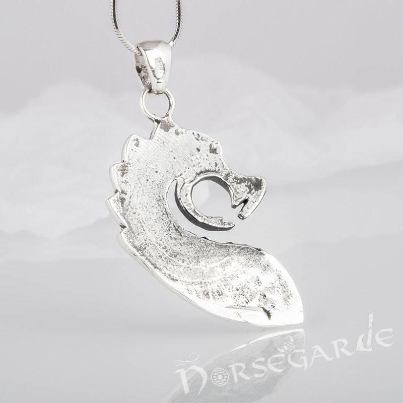 Handcrafted Drakkar Serpent Headpiece Pendant - Sterling Silver - Norsegarde