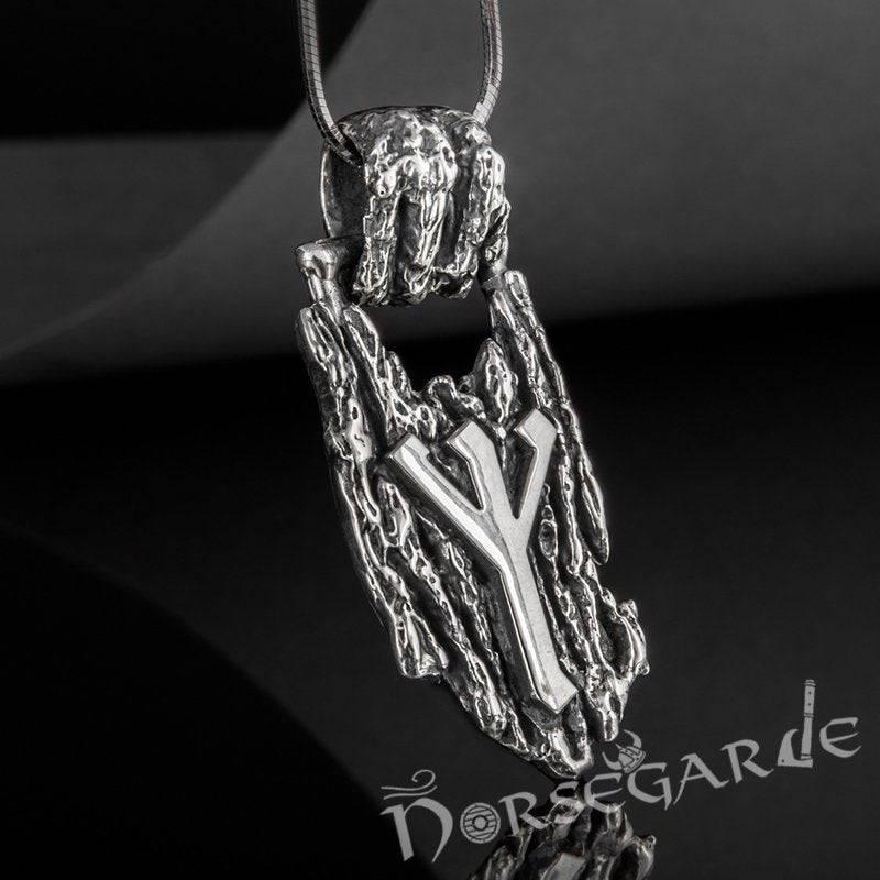 Handcrafted Druid Algiz Pendant - Sterling Silver - Norsegarde