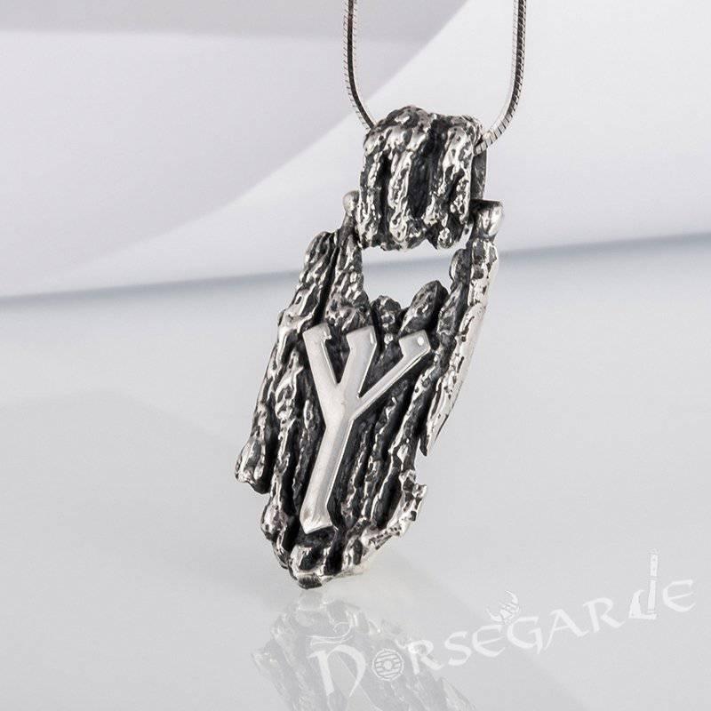 Handcrafted Druid Algiz Pendant - Sterling Silver - Norsegarde