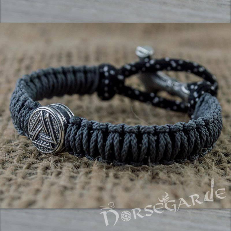Handcrafted Dusky Paracord Bracelet with Mjölnir and Rune - Sterling Silver - Norsegarde