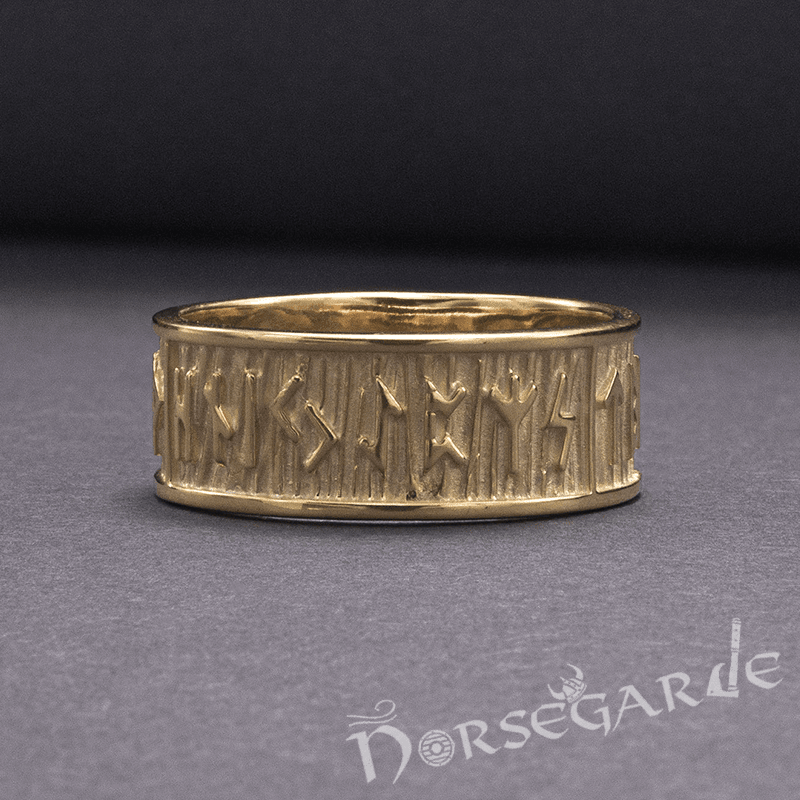 Handcrafted Elder Futhark Runic Band - Gold - Norsegarde