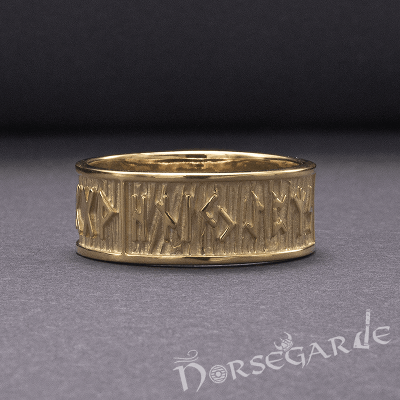 Handcrafted Elder Futhark Runic Band - Gold - Norsegarde