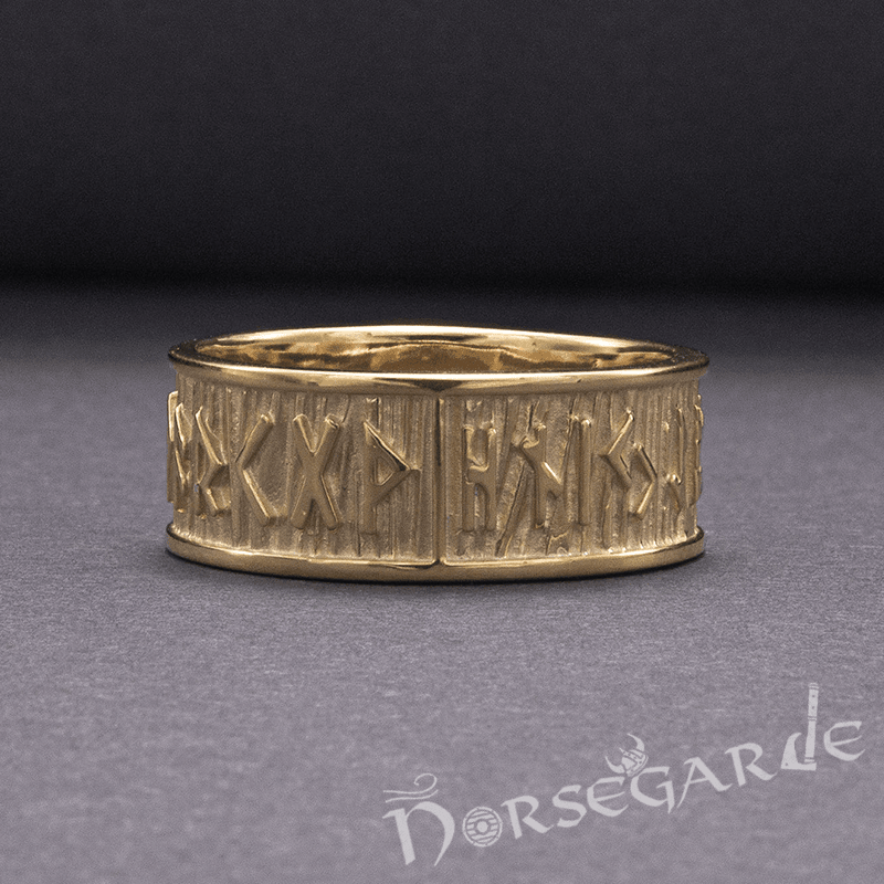 Handcrafted Elder Futhark Runic Band - Gold - Norsegarde