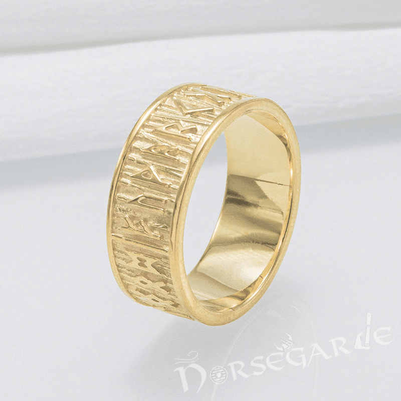 Handcrafted Elder Futhark Runic Band - Gold - Norsegarde