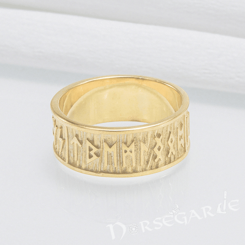 Handcrafted Elder Futhark Runic Band - Gold - Norsegarde