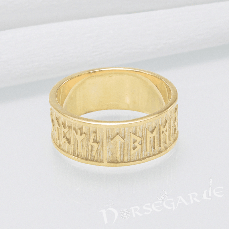 Handcrafted Elder Futhark Runic Band - Gold - Norsegarde