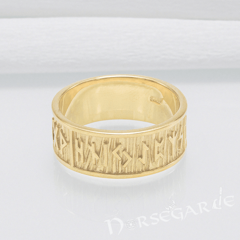 Handcrafted Elder Futhark Runic Band - Gold - Norsegarde