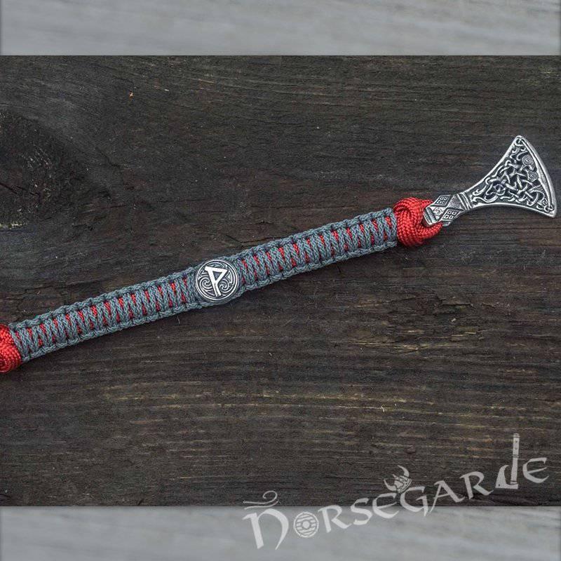 Handcrafted Embers Paracord Bracelet with Axe Head and Rune - Sterling Silver - Norsegarde