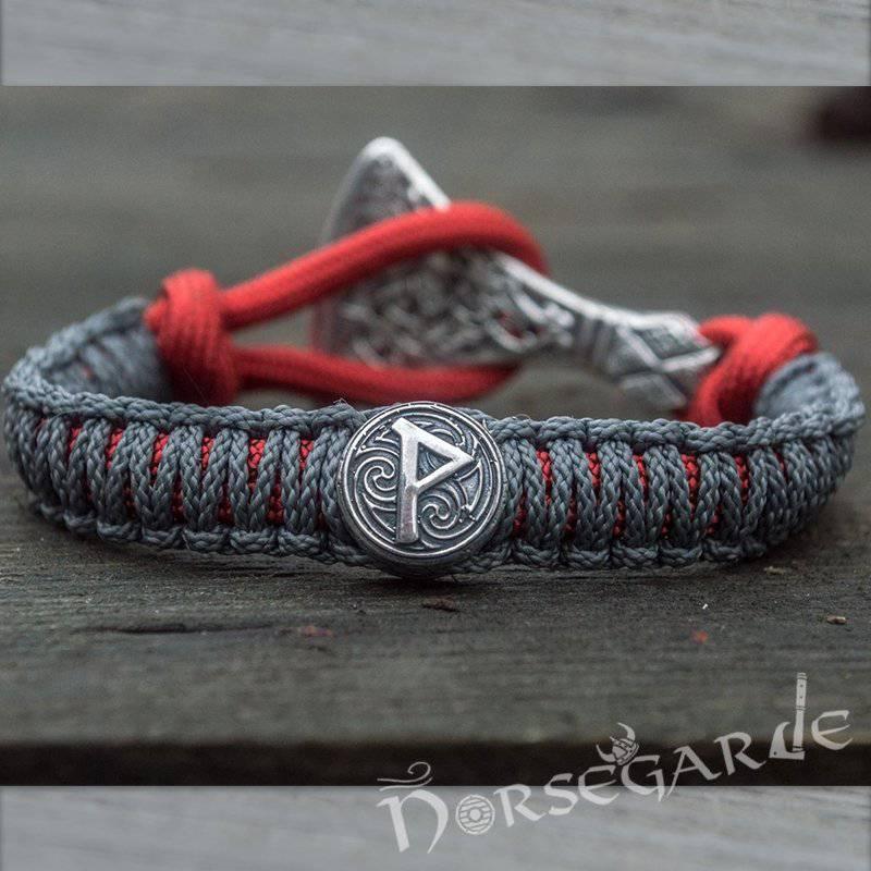 Handcrafted Embers Paracord Bracelet with Axe Head and Rune - Sterling Silver - Norsegarde