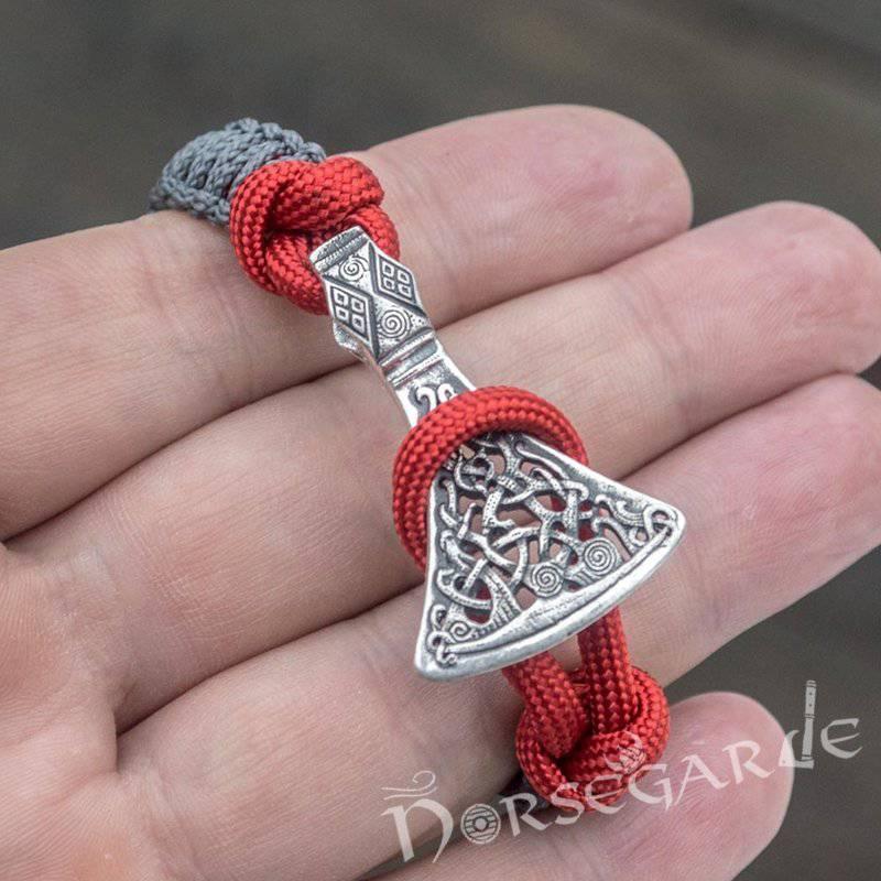 Handcrafted Embers Paracord Bracelet with Axe Head and Rune - Sterling Silver - Norsegarde