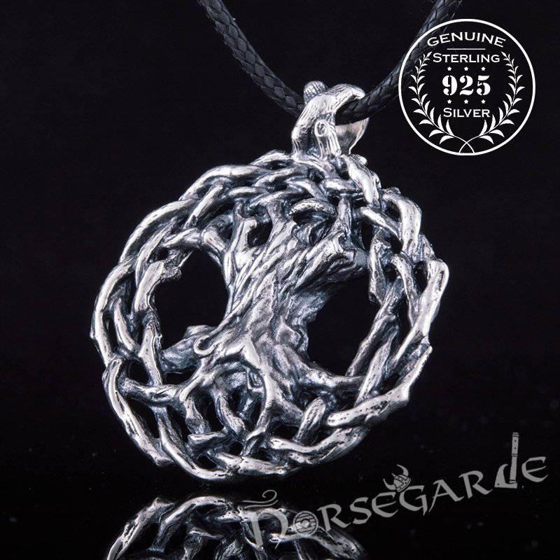 Handcrafted Entwined Yggdrasil Pendant - Sterling Silver - Norsegarde